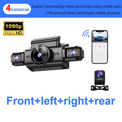 4K 4CH Hidden Dash Cam with APP Night Vision Motion Detection 24/7 Parking Monitor G-Sensor Loop Recording WDR Blackbox Car DVR
