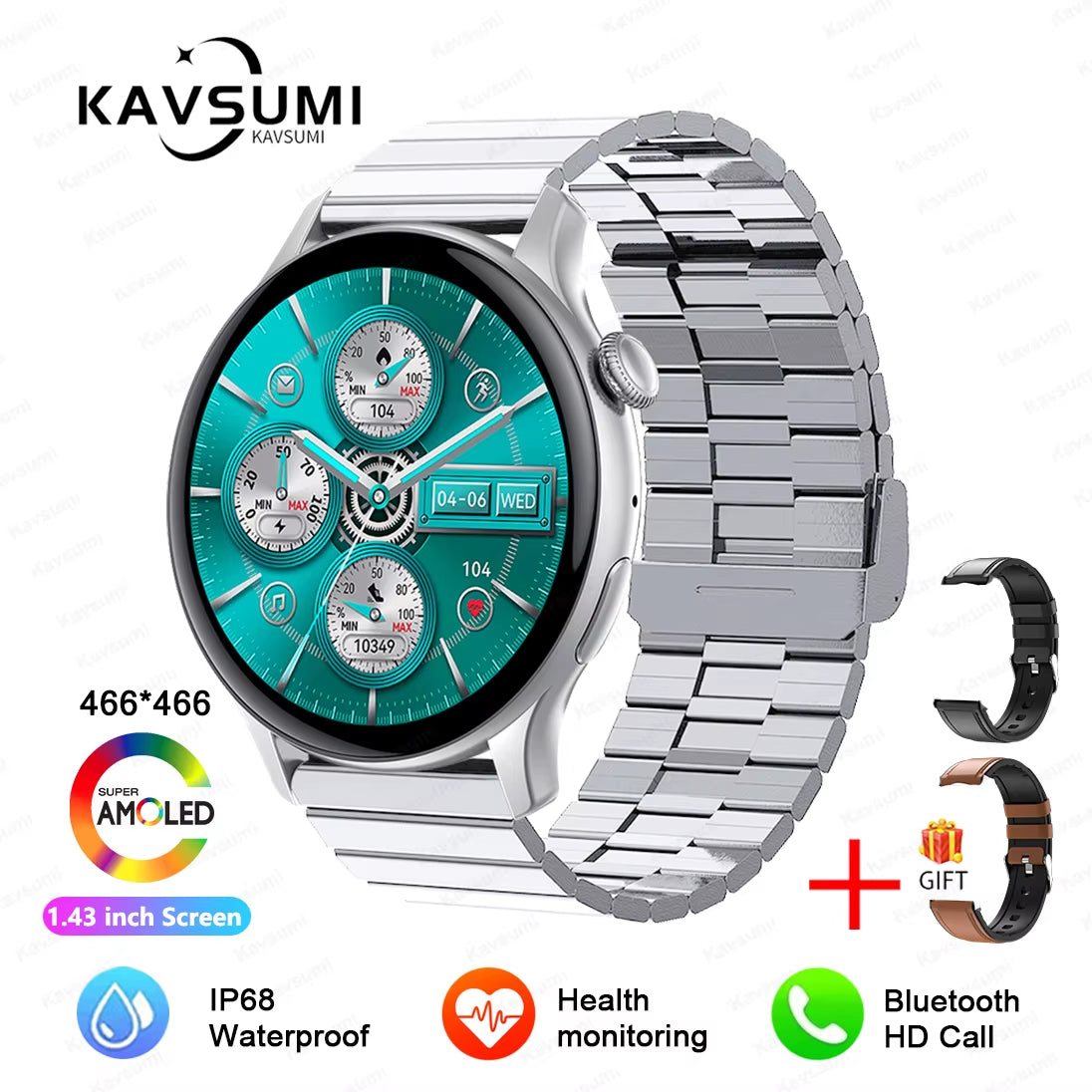 2025 NFC Smart Watch Amoled HD GPS Track Sports Heart Rate Bluetooth Call Waterproof Ladies Women Smartwatch for Huawei Xiaomi