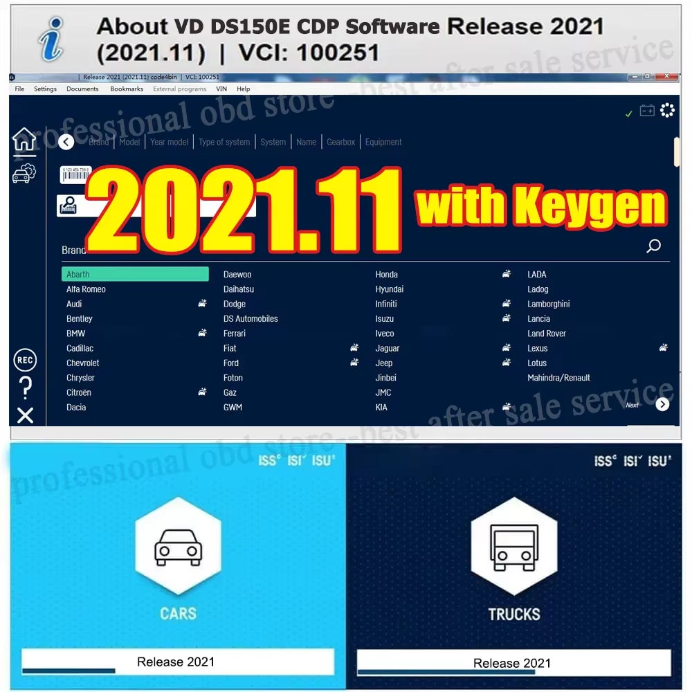 2026 TNESF DELPHIS ORPDC Obd2 Obd Scanner NEW VCI 2021.11 KEYGEN  Bluetooth with USB Car Truck Diagnostic Tools