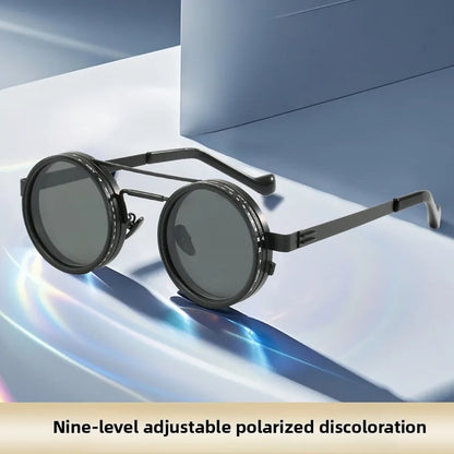 Polarized ND2 400 Adjustable Dimming Sunglasses UV Protection Metal Frame HD Lens for Mountaineering Cycling