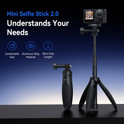 Mini Quick Release Selfie Stick Tripod Portable Adjustable Length for Gopro Insta360 DJI Osmo Action Action Camera