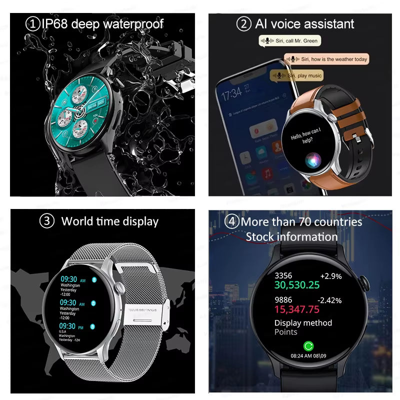 2025 NFC Smart Watch Amoled HD GPS Track Sports Heart Rate Bluetooth Call Waterproof Ladies Women Smartwatch for Huawei Xiaomi