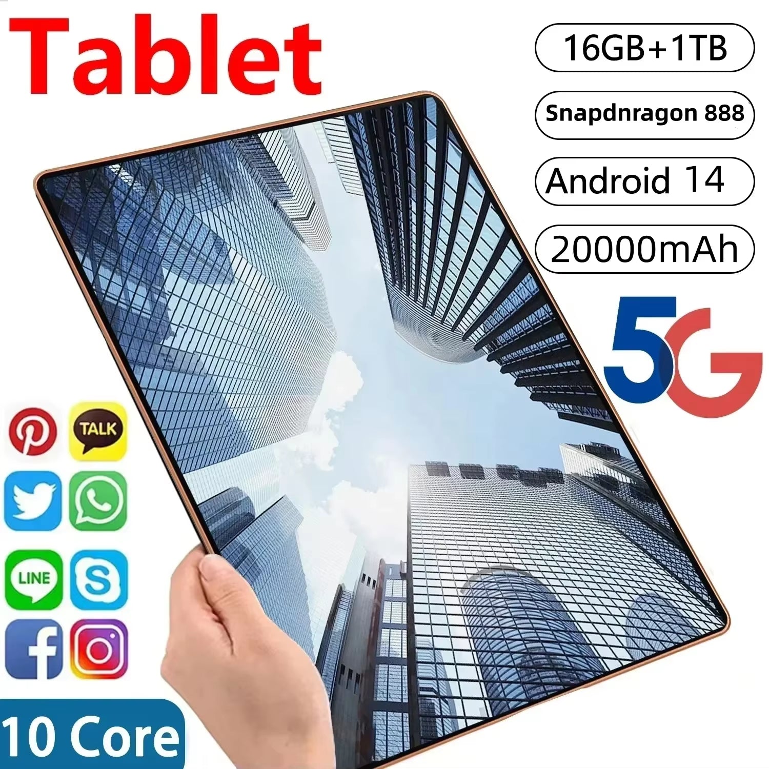 2025 New Original Global Edition Tablet Android 14 Pad 15 Pro 22GB + 2TB Snapdragon 888 Tablet 5G Dual Slm Card WIFI HD 4K M Tab
