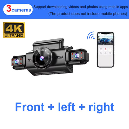 4K 4CH Hidden Dash Cam with APP Night Vision Motion Detection 24/7 Parking Monitor G-Sensor Loop Recording WDR Blackbox Car DVR