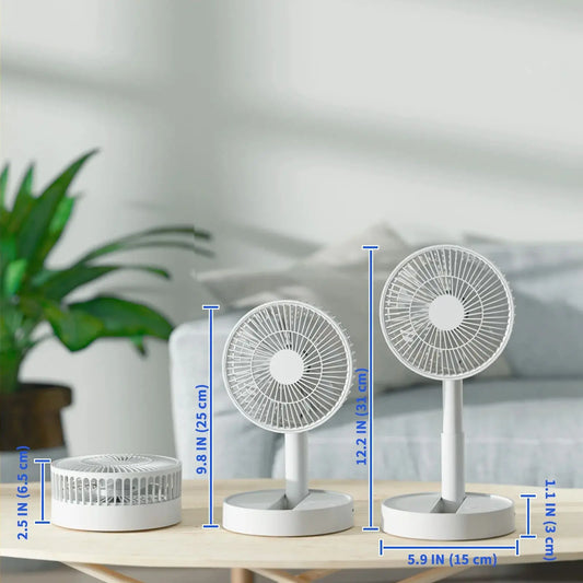 USB Foldable Fan with 4 Speeds ＆ Timing,Battery Operated Mini Fan for Bedroom, Indoor or Outdoor,Table Fan