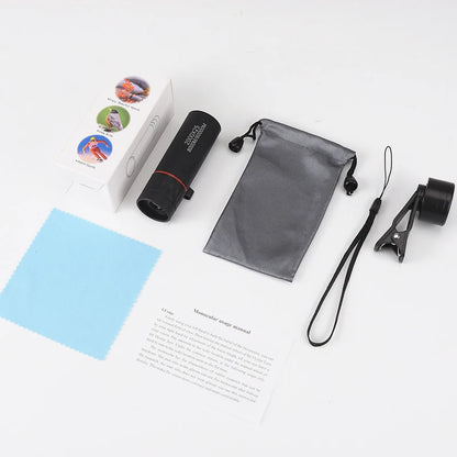 Outdoor 2000X25 HD Monocular Telescope Mini Portable Mobile Phone Telescope with Holder Camping Hunting Birdwatching Telescopes