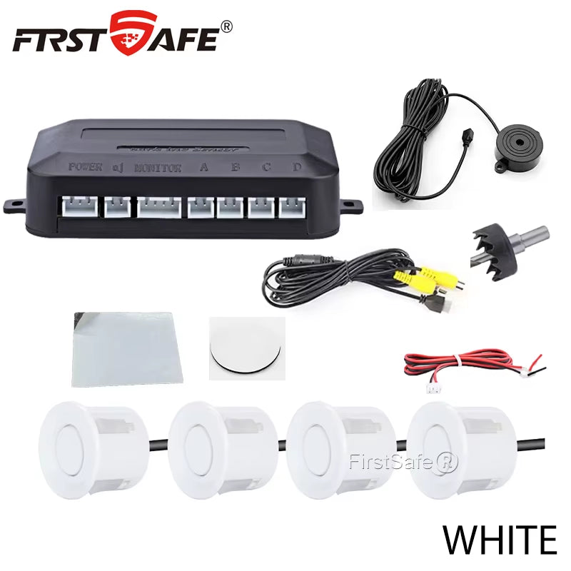 Firstsafe Factory CVBS AHD Video Parking 4 Sensors Car Reverse Backup Rear Buzzer Radar Monitor System Support Android System