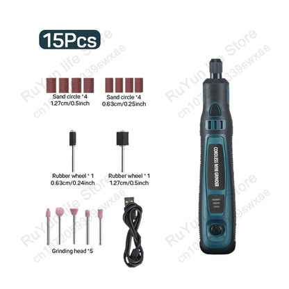 5000-10000-15000R Electric Drill Mini Grinder Engraver Rotary Tool for Glass Ceramic Grinding Engraving Polishing Car Repair Kit