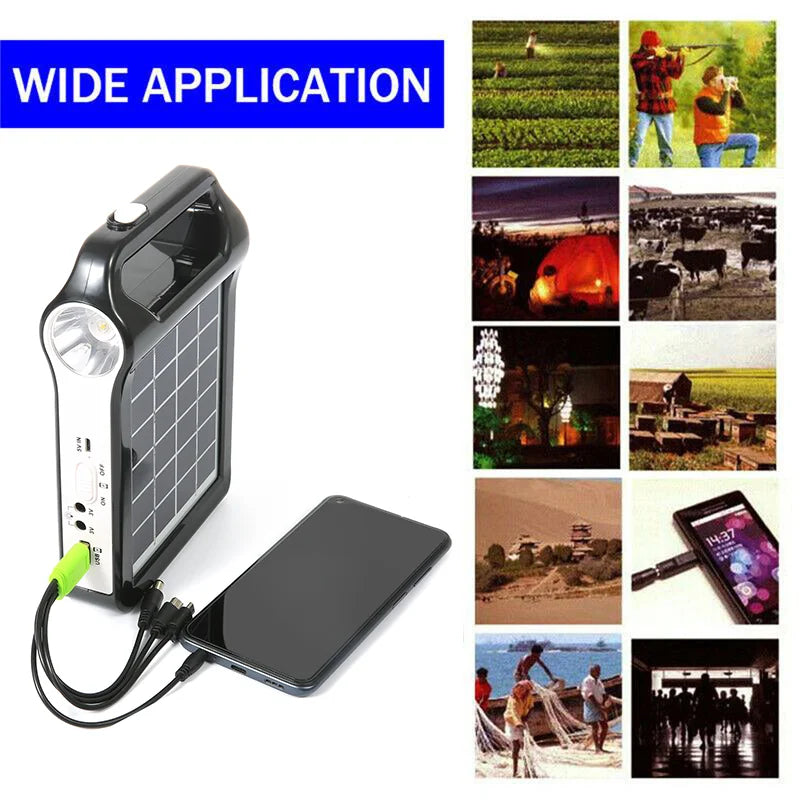 Portable 15W Rechargeable Solar Panel Power Storage Generator Kit USB Charger with Lamp Lighting Home Solar Energy System