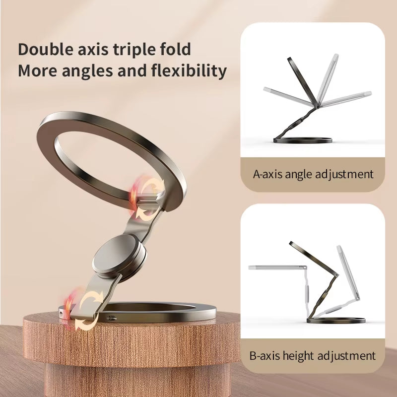 For Magsafe Phone Grip Stand 3-In-1 Magnetic Finger Ring Holder Double-Sided Magnetic Phone Stand for Iphone 17 16 15 14 13 12