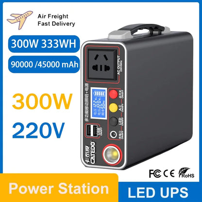 300W 220V 90000Mah Portable Power Station Solar Generator Outdoor Camping Emergency Mobile Power Bank Lifepo4 Backup Battery