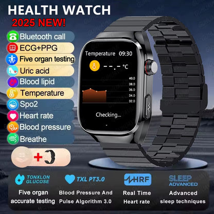 2025New Micro Physical Examination Smart Watch for Men Uric Acid Body Fat Five Organ Health Watches Bluetooth Call Smartbracelet