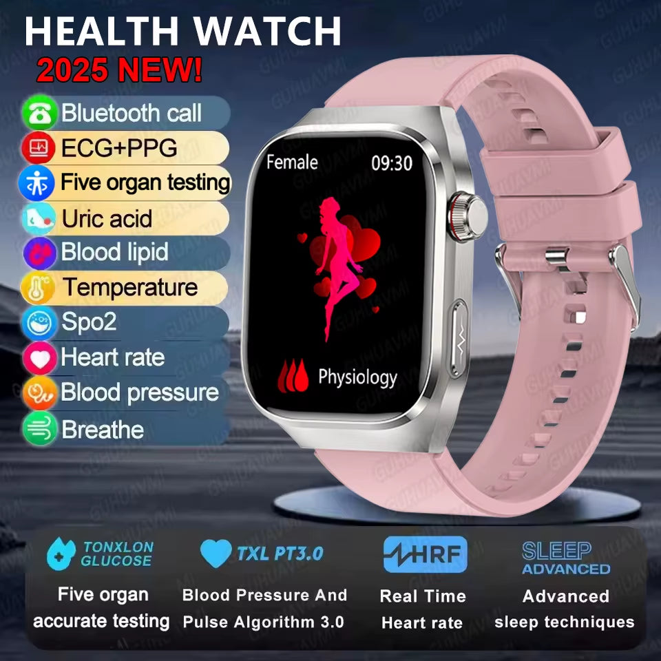 2025New Micro Physical Examination Smart Watch for Men Uric Acid Body Fat Five Organ Health Watches Bluetooth Call Smartbracelet