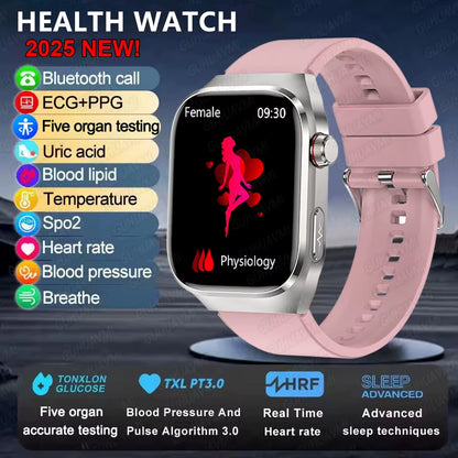 2025New Micro Physical Examination Smart Watch for Men Uric Acid Body Fat Five Organ Health Watches Bluetooth Call Smartbracelet