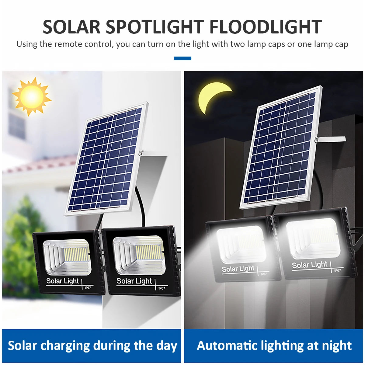 Super Bright Solar LED Light Outdoor Garden Light Solar Street Light Path Lamp with Remote Control Waterproof Solar Spotlight