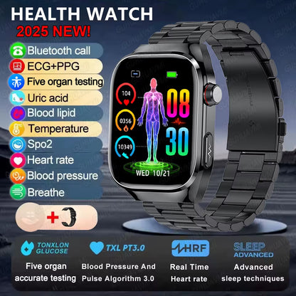 2025New Micro Physical Examination Smart Watch for Men Uric Acid Body Fat Five Organ Health Watches Bluetooth Call Smartbracelet