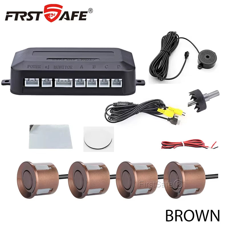 Firstsafe Factory CVBS AHD Video Parking 4 Sensors Car Reverse Backup Rear Buzzer Radar Monitor System Support Android System