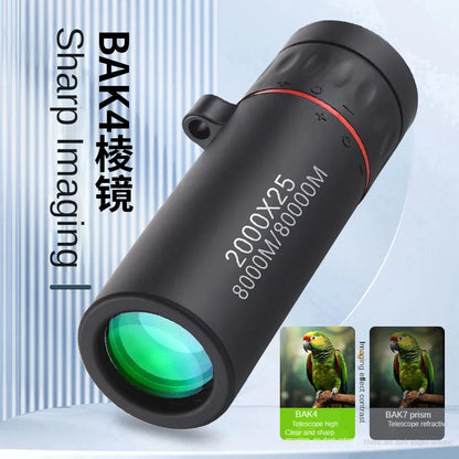 Outdoor 2000X25 HD Monocular Telescope Mini Portable Mobile Phone Telescope with Holder Camping Hunting Birdwatching Telescopes