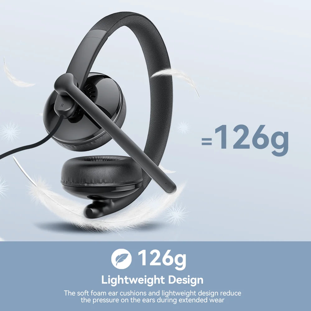 Wired Headset with Microphone Call Center USB Headphones ENC Noise Cancelling Office Cable Earphones for Phone/Pc Computer