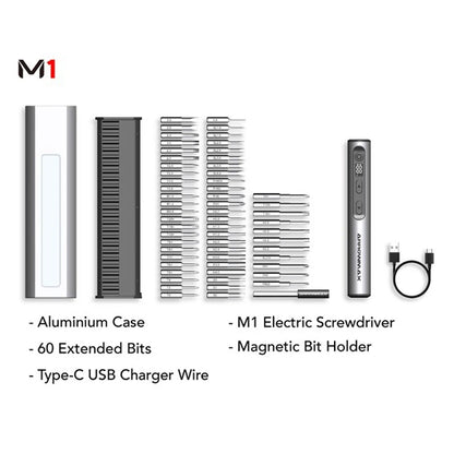 M1 Electric Screwdrivers Set Precision Magnetic Bits 5-Gear Adjustable Torque Rechargeable Cordless Screwdriver New