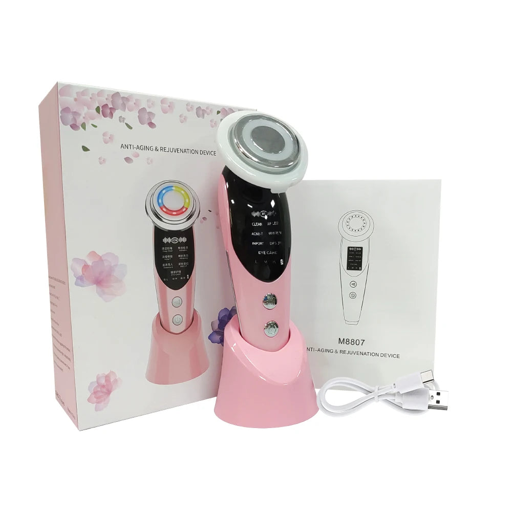 7 in 1 Face Lifting Device EMS Microcurrent Skin Rejuvenation LED Facial Neck Firming Massager Face Beauty Care Apparatus