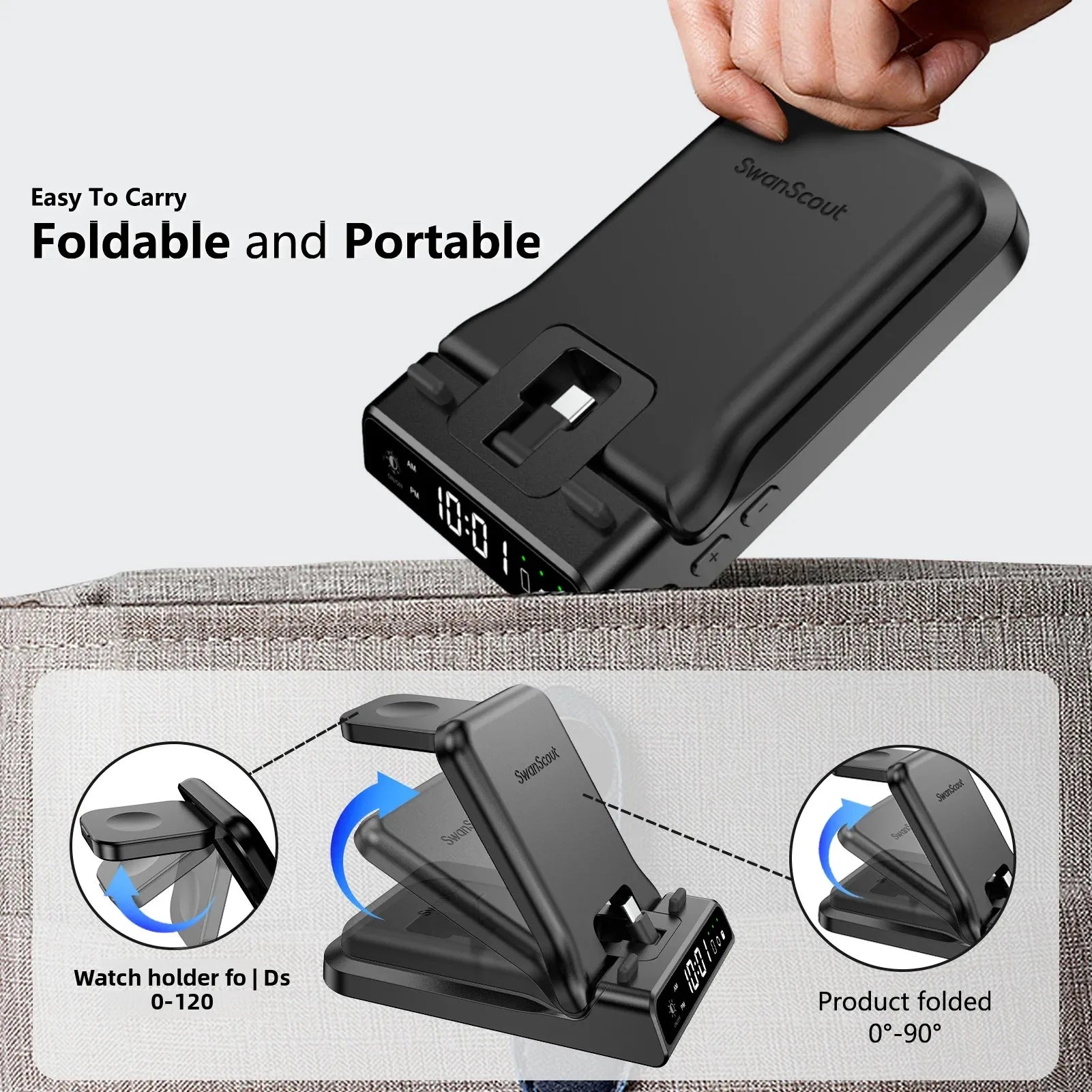 Swanscout 701S Charging Station for  S25 Ultra S24+ S23 Z Flip 7 Z Fold 6 Charger for Galaxy Watch 8 7 6 for Buds 3 Pro