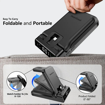 Swanscout 701S Charging Station for  S25 Ultra S24+ S23 Z Flip 7 Z Fold 6 Charger for Galaxy Watch 8 7 6 for Buds 3 Pro