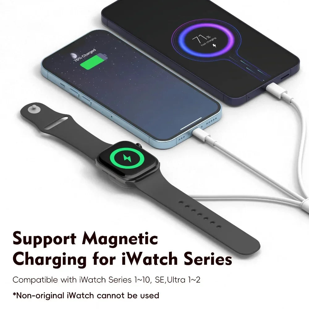 3 in 1 Charging Cable Watch Wireless Charger for Iphone12~16 Samsung Xiaomi for Apple Watch 1-10 SE1-2 Ultra Fast Charging Pad