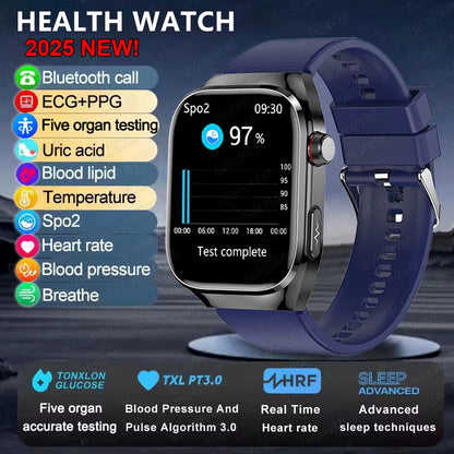 2025New Micro Physical Examination Smart Watch for Men Uric Acid Body Fat Five Organ Health Watches Bluetooth Call Smartbracelet