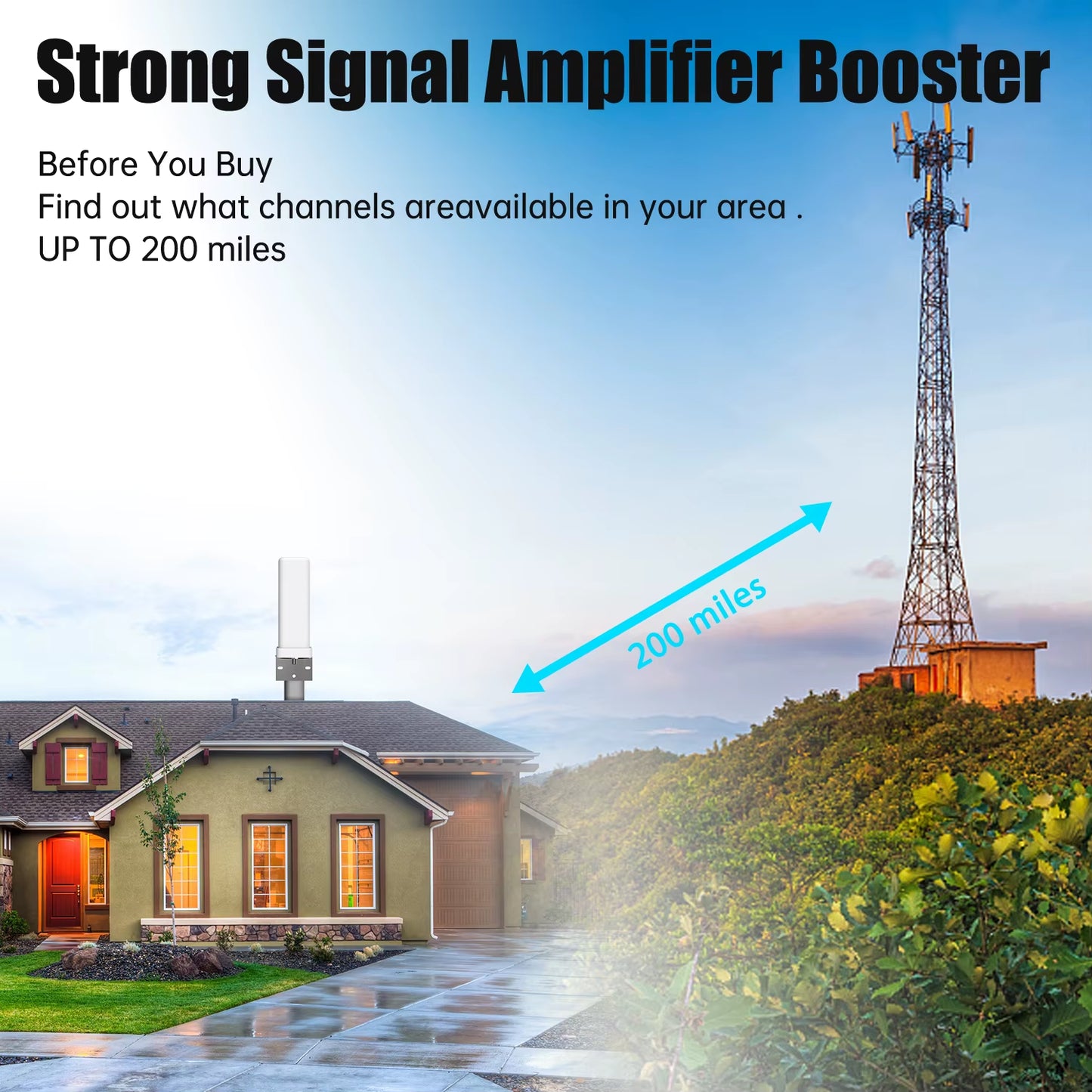 6000 Miles HDTV TV Antenna 1080P Outdoor HD 8K HD 1080P Digital 360° Signal Amplified Booster 35DBI and 32.8Ft Cable IP66