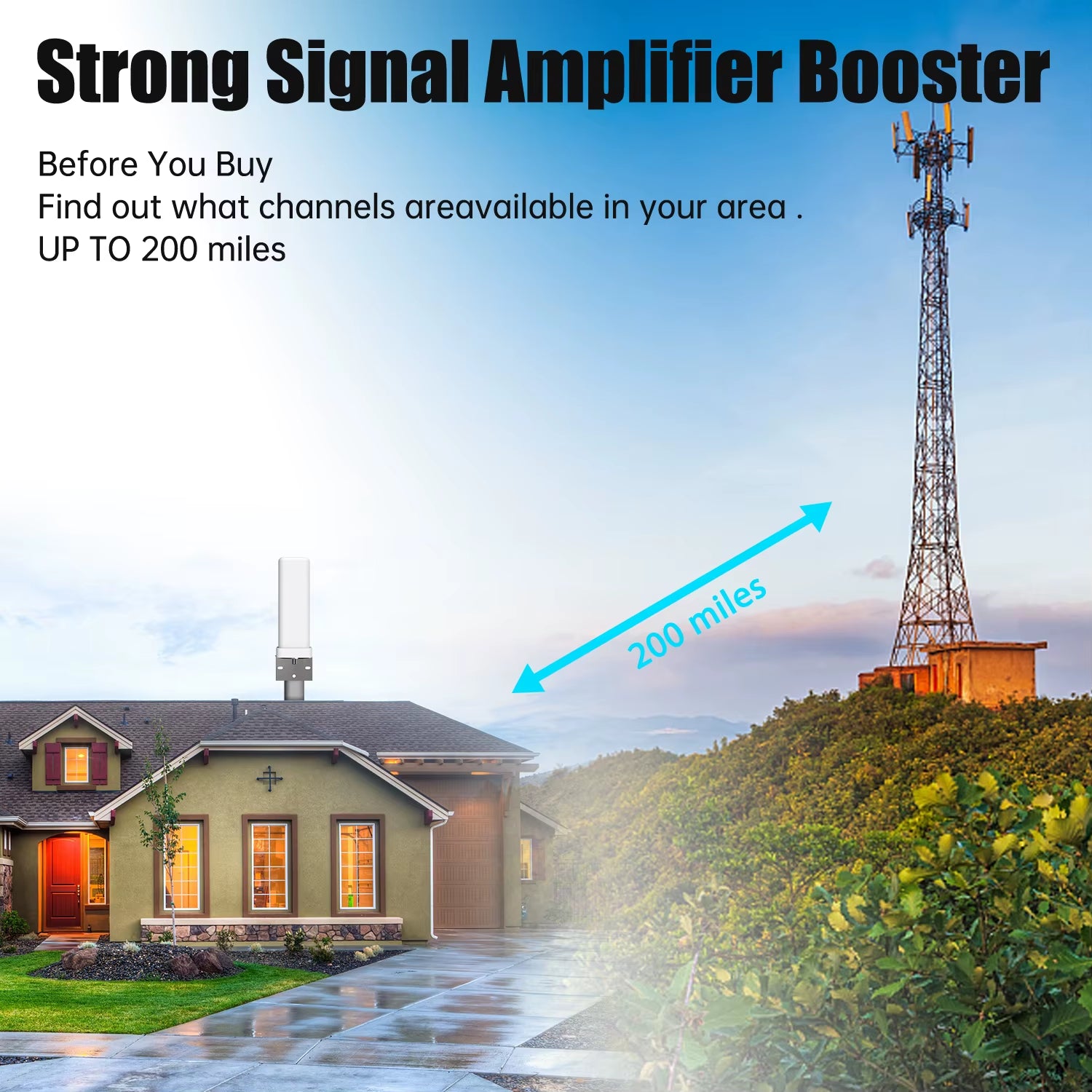 6000 Miles HDTV TV Antenna 1080P Outdoor HD 8K HD 1080P Digital 360° Signal Amplified Booster 35DBI and 32.8Ft Cable IP66
