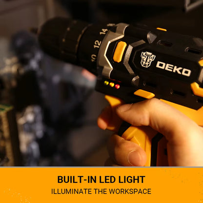 20V Cordless Electric Drill DC Lithium-Ion Battery 3/8-Inch for Home DIY Mini Wireless Power Driver Woodworking Tools
