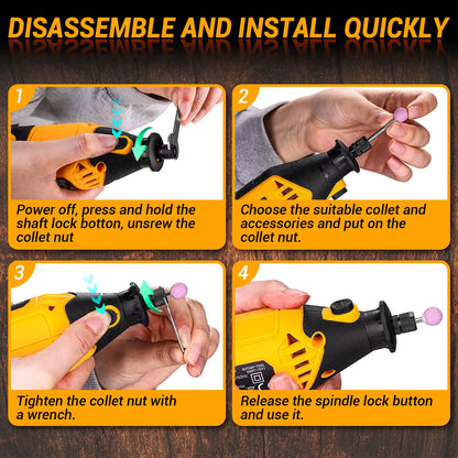 Rotary Tool Kit Power Hand Rotary Tools Mini for Wood/Metal, Electric Grinder Drill Machine