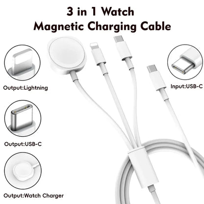 3 in 1 Charging Cable Watch Wireless Charger for Iphone12~16 Samsung Xiaomi for Apple Watch 1-10 SE1-2 Ultra Fast Charging Pad