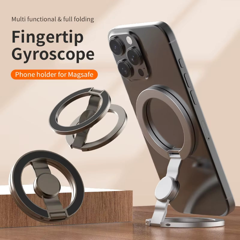 For Magsafe Phone Grip Stand 3-In-1 Magnetic Finger Ring Holder Double-Sided Magnetic Phone Stand for Iphone 17 16 15 14 13 12