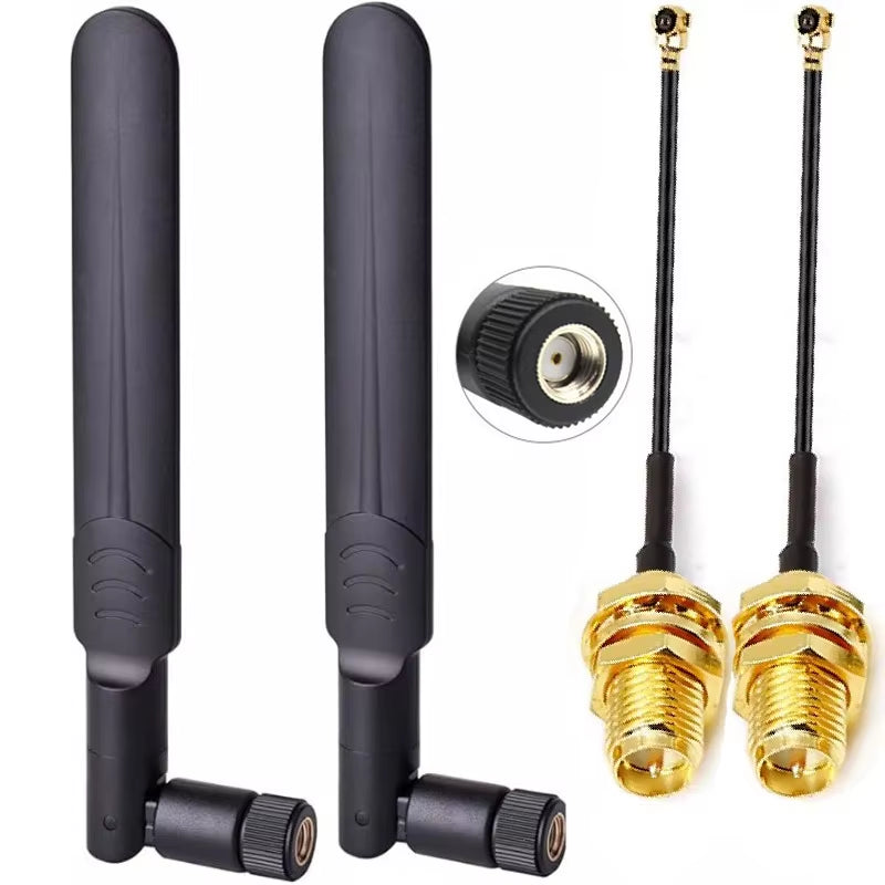 2 X 8Dbi Wifi Antenna 2.4Ghz 5.8Ghz Dual Band RP-SMA Male +2 X 15CM I-P-E-X-1 to RP-SMA Female Pigtail Cable for Wireless Router
