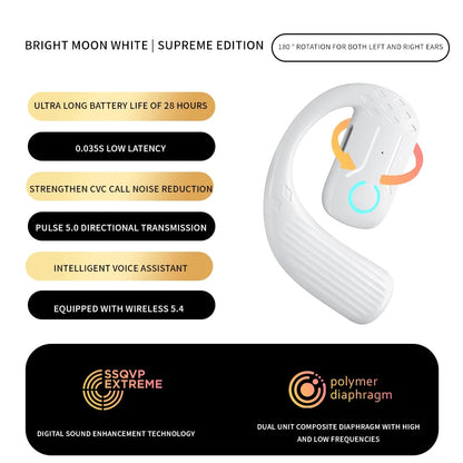 Bluetooth 5.4 Open Wireless Earphone 180° Rotation Adjustable Left Right Ear Universal Headset with Mic for Sport Business Music