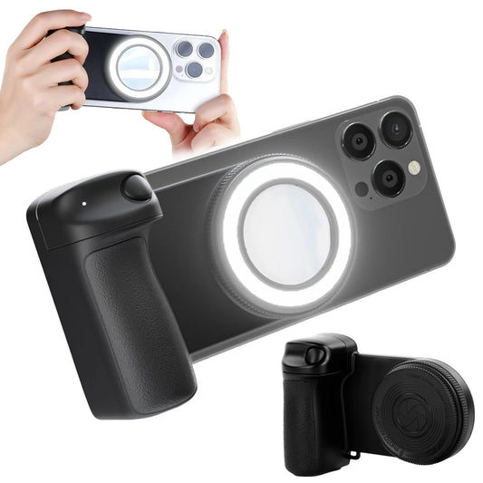 For Magsafe Bluetooth-Compatible Shutter Phone Holder Camera Handle Grip Selfie Stablizer with Fill Light for Android Iphone 16