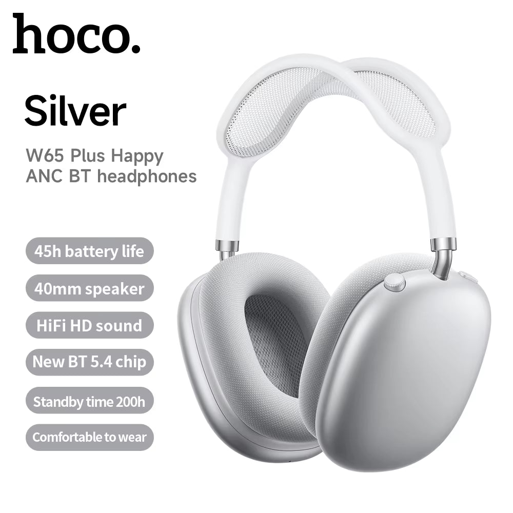 W65 plus Airpods Max ANC Noise Reduction Bluetoothe Headphone over Ear Big Earphones Hifi Headsets with Magnetic Earmuffs
