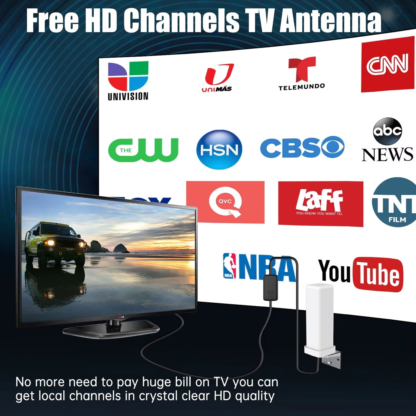 6000 Miles HDTV TV Antenna 1080P Outdoor HD 8K HD 1080P Digital 360° Signal Amplified Booster 35DBI and 32.8Ft Cable IP66