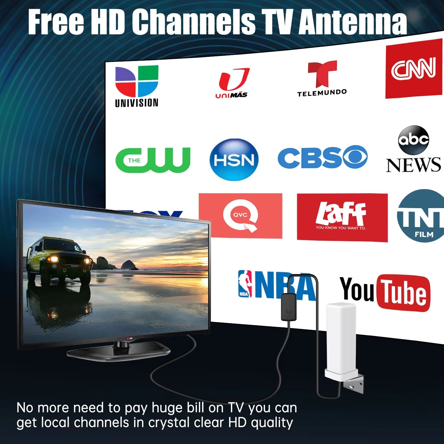 6000 Miles HDTV TV Antenna 1080P Outdoor HD 8K HD 1080P Digital 360° Signal Amplified Booster 35DBI and 32.8Ft Cable IP66