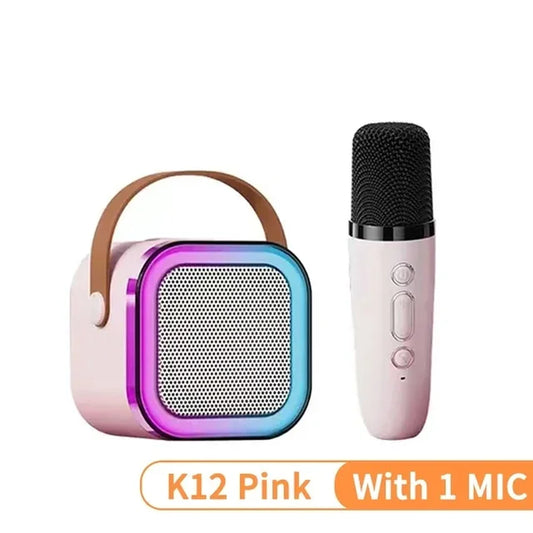 Bluetooth K12 Karaoke Machine Portable 5.3 PA Speaker System with 1-2 Wireless Microphones Home Family Singing Children'S Gifts