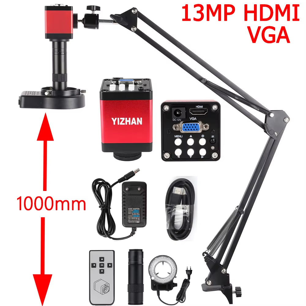 4K Digital Microscope 48MP Microscope for Electronics USB-C Industrial Cameras HDMI 1-150X Zoom C-Mount Lens Phone Pcb Soldering