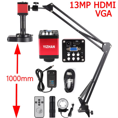 4K Digital Microscope 48MP Microscope for Electronics USB-C Industrial Cameras HDMI 1-150X Zoom C-Mount Lens Phone Pcb Soldering
