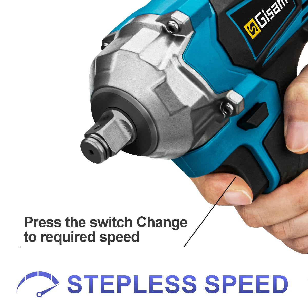 1200N.M Torque Brushless Electric Impact Wrench 1/2 Inch Cordless Wrench Screwdriver Power Tool for Makita 18V Battery Pin