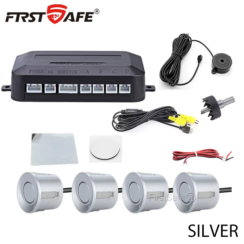 Firstsafe Factory CVBS AHD Video Parking 4 Sensors Car Reverse Backup Rear Buzzer Radar Monitor System Support Android System