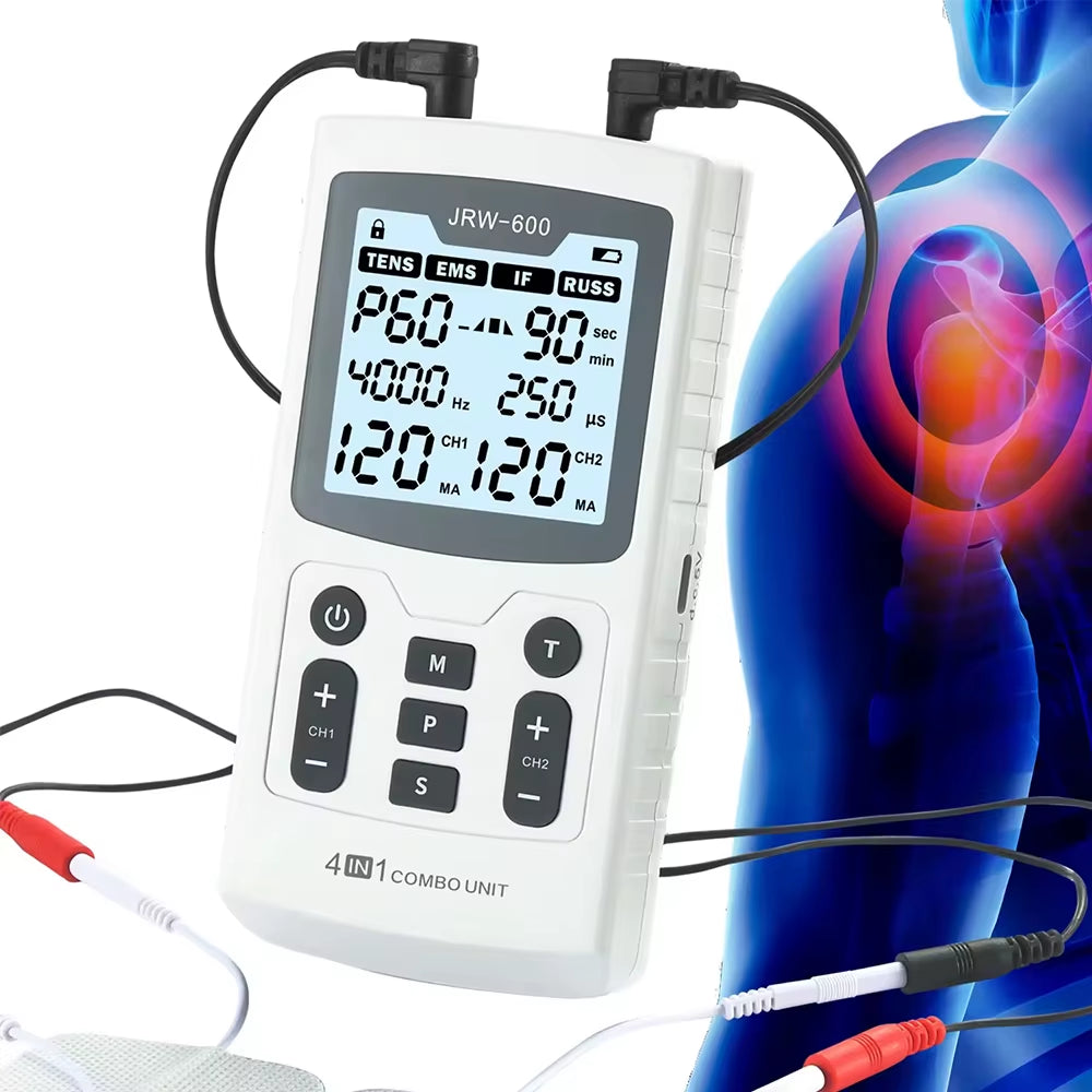 4 in 1 Electric Muscle Stimulator Interferential High-Frequency Physiotherapy Device EMS IFT RUSS TENS Pulse Electrostimulator