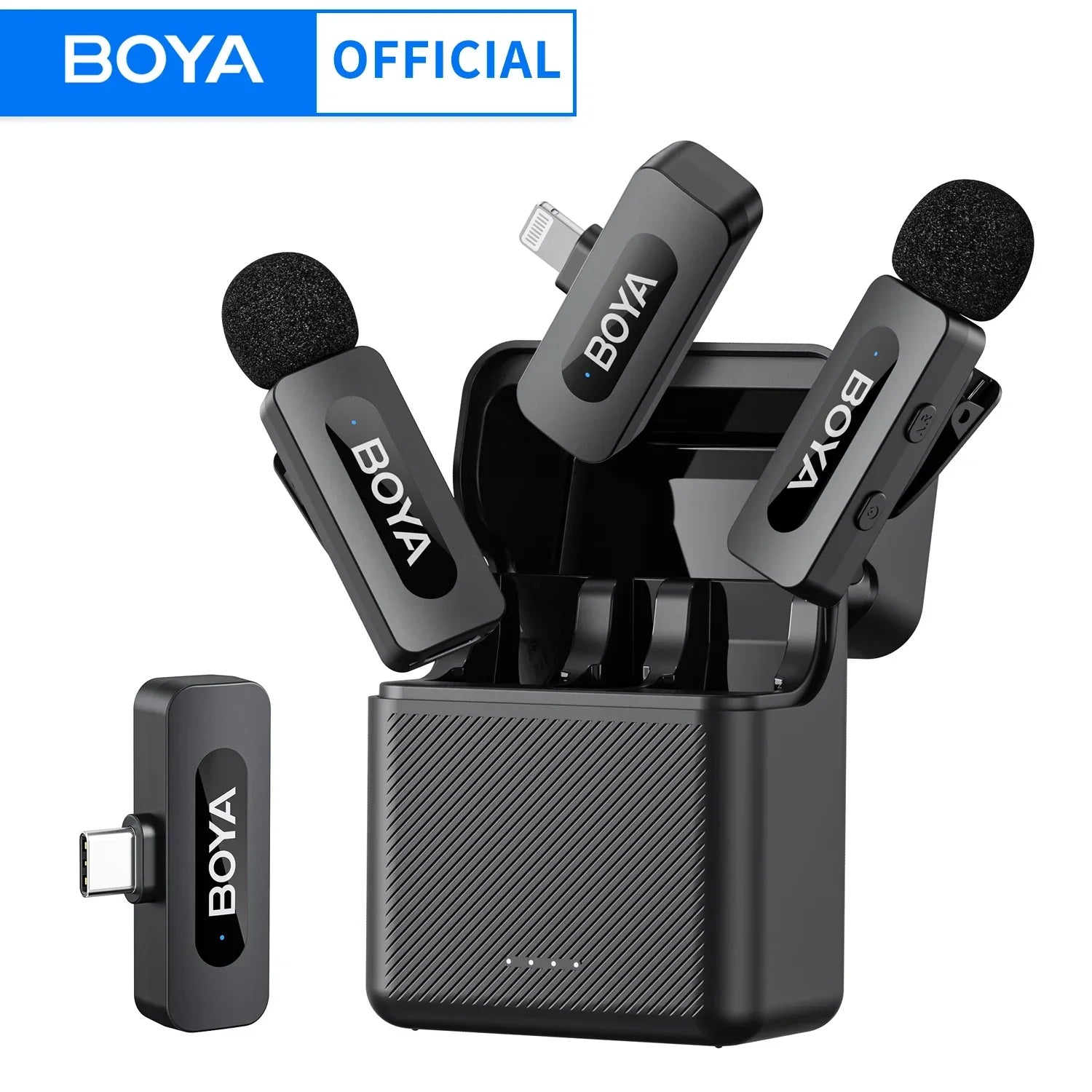 BY-V3 Wireless Lavalier Lapel Mirophone Noise-Cancelling Rechargeable Mic for Iphone Android Camera Live Streaming Vlogging