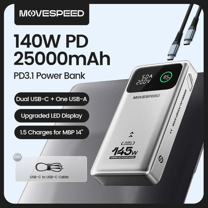 M25Pro 140W Power Bank 25000Mah Type C Fast Charge Portable External Battery 100W Powerbank for Iphone Macbook Laptop