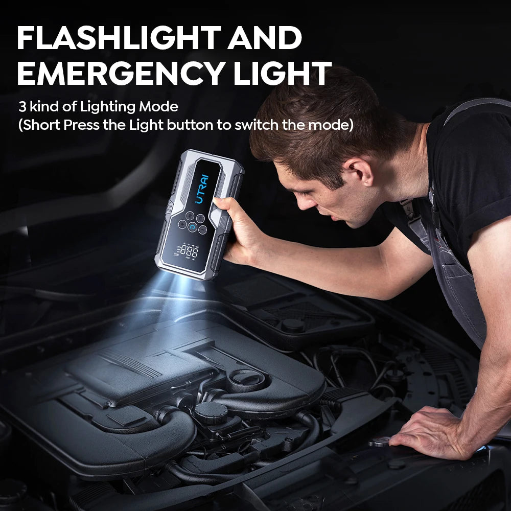 1500A Car Jump Starter Power Bank Portable 150PSI Air Pump Car Battery Emergency Boosters Starting Device Car Starter 2024